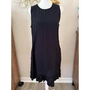 Halogen Black Sleeveless Ruffle Hem Shift Dress Size S Rayon Flawed